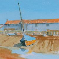 Art greetings card of sunshine at burnham overy staithe