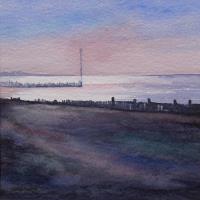 Art greetings card of heacham beach in the evening