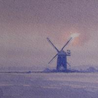 Art greetings card of Burnham Overy windmill
