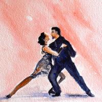 Art greetings card of two tango dancers