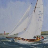 Art greetings card of old sailing boat