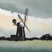 watercolour painting of burnham overy windmill