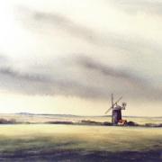 watercolour view of burnham overy windmill