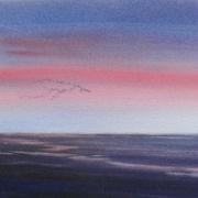 painting of geese flying over norfolk coast