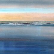 watercolour painting of breaking surf holkham beach