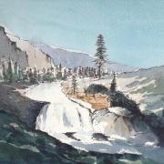 pen and wash painting of kings canyon california