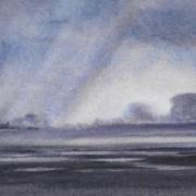 watercolour painting of stormy sky norfolk