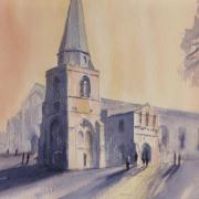 watercolour painting of sunset saint nicholas chapel kings lynn