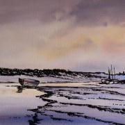 watercolour and ink painting of morston creek norfolk