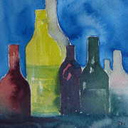 watercolour of some colourful bottles