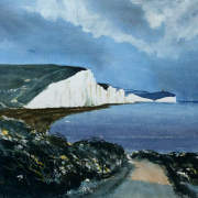 watercolour painting of seven sisters cliffs sussex